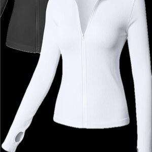OQQ Women’s Long Sleeve Top Stand Neck Front Zipped Stretch Fitted Tee Shirt Top